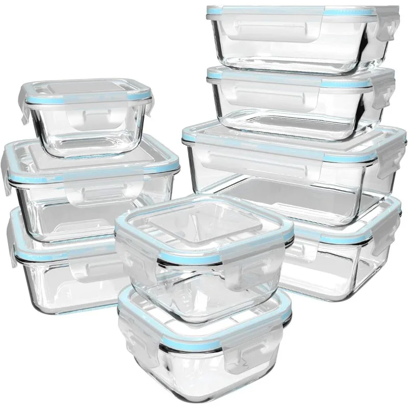 

18 Piece Glass Food Storage Containers with Lids, Meal Prep Containers for Food Storage