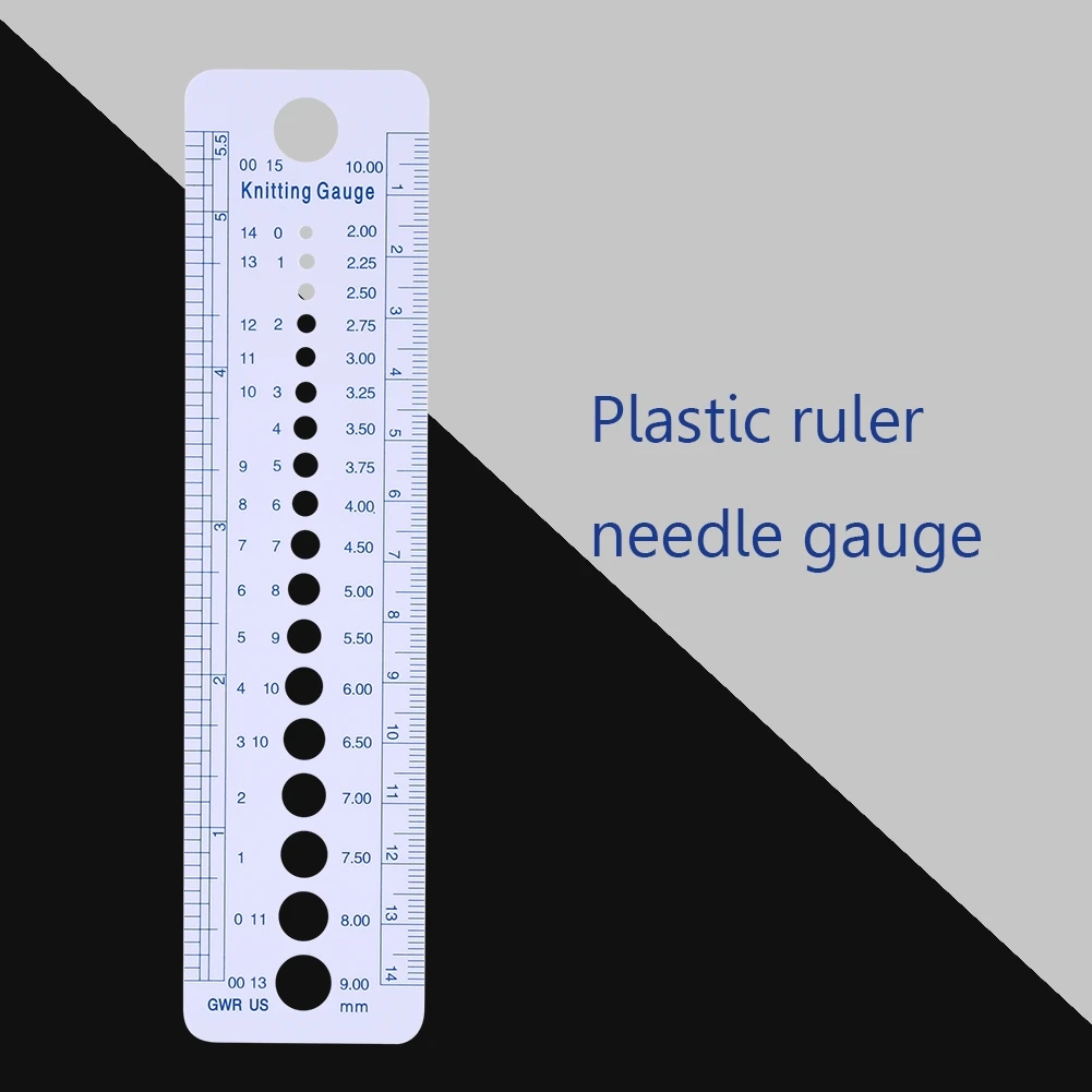 Plastic Knitting Needle Gauge Ruler Inch cm Sewing Tools US UK Canada Sizes 2-10mm