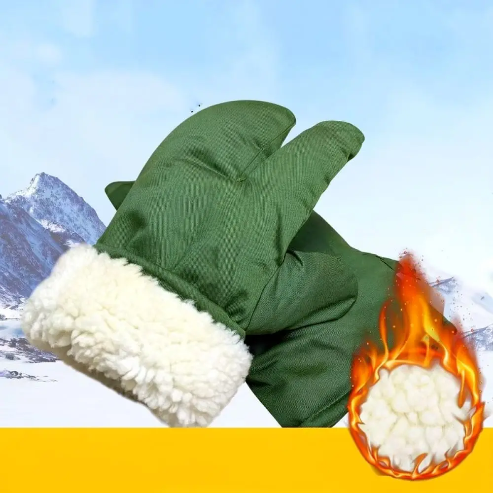 Windproof Thermal Winter Gloves Thick Cotton Filling Durable Fabric Three Finger Five Finger Mittens Daily Commute
