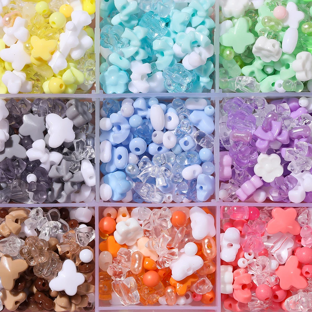 

50g Mixing Style Acrylic Butterfly Flower Bead Loose Spacer Beads for DIY Handmade Bracelet Phone Chains Jewelry Making Findings