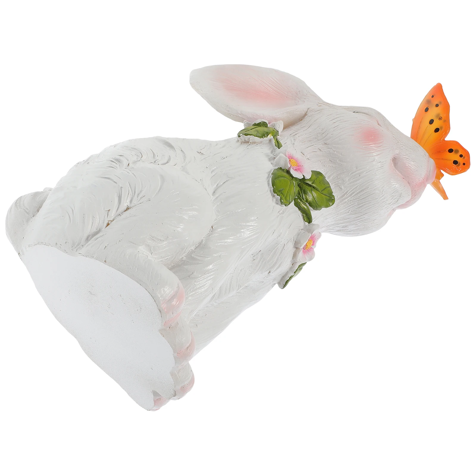 

Solar Light White Butterfly Rabbit Resin Figurine Garden Sculpture Outdoor Lawn Patio Craft Rabbit With Solar Light Yard Glow