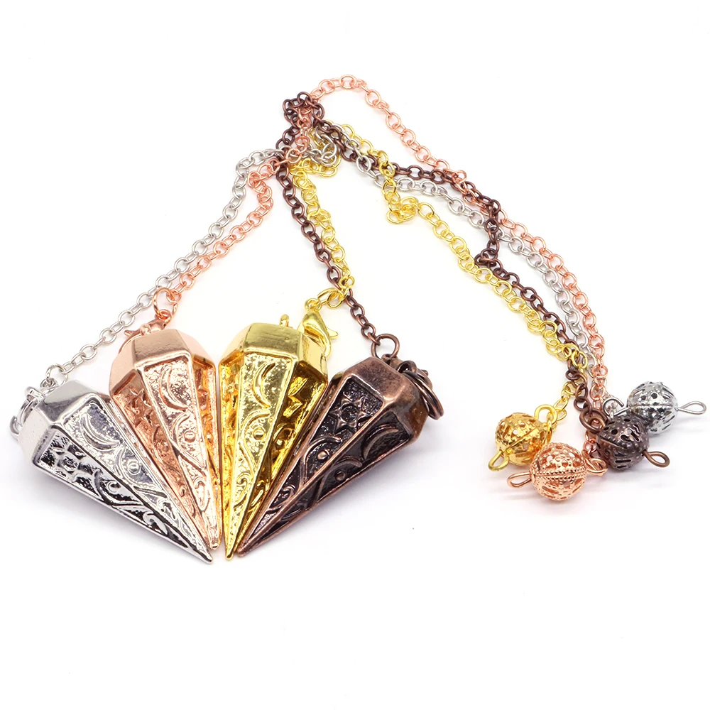 

Esotericism Hexahedral Cone Metal Pendulum for Divination Gold Color Copper Spiritual Dowsing Rod Pendulos Healing Reiki Pendule