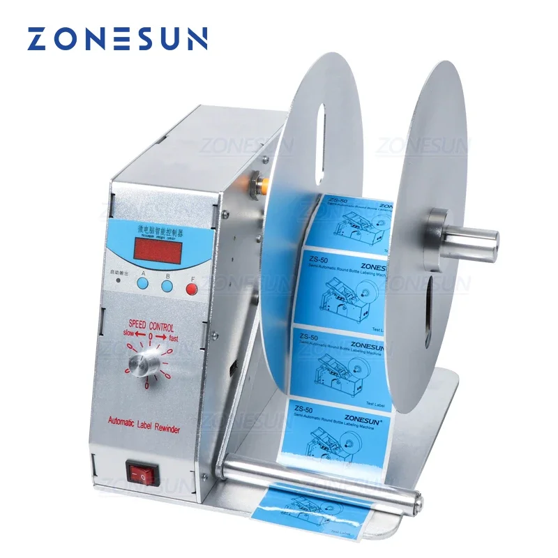 ZONESUN Automatic Label Rewinder Price and Code Tag Machine Self-Adhesive Label Sticker Speed Adjustable Rewinding Machine