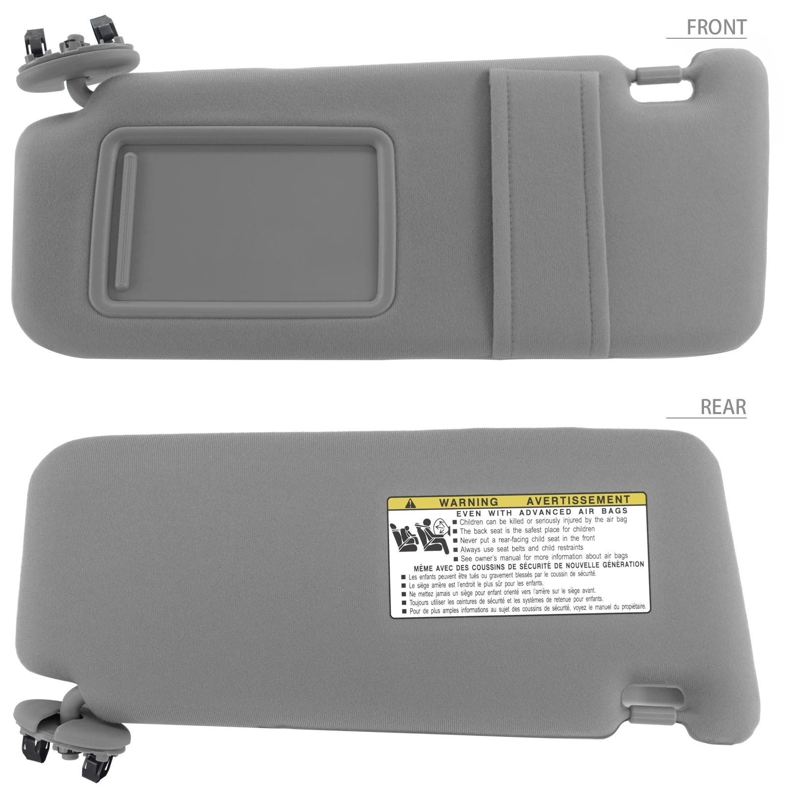 Gray Sun Visor shade Driver Passenger side for Toyota Camry 2007-2011 w/o sunroof 2008 2009 2010 7432006780B0 7431006750E0