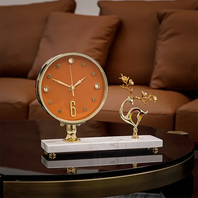 European fashion light luxury clock, living room home clock, modern simple and creative, desktop clock ornament