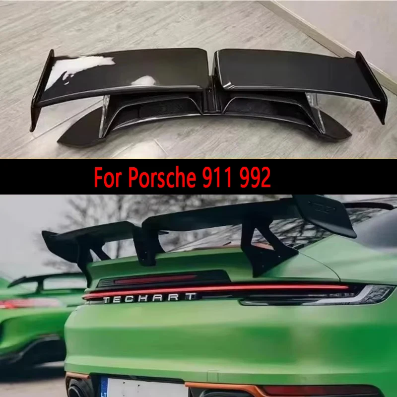 

For Porsche 911 992 carbon fiber Tail fins Carrera Rear Trunk Spoiler Guide Wing Rear Wing diverter Car Accessories