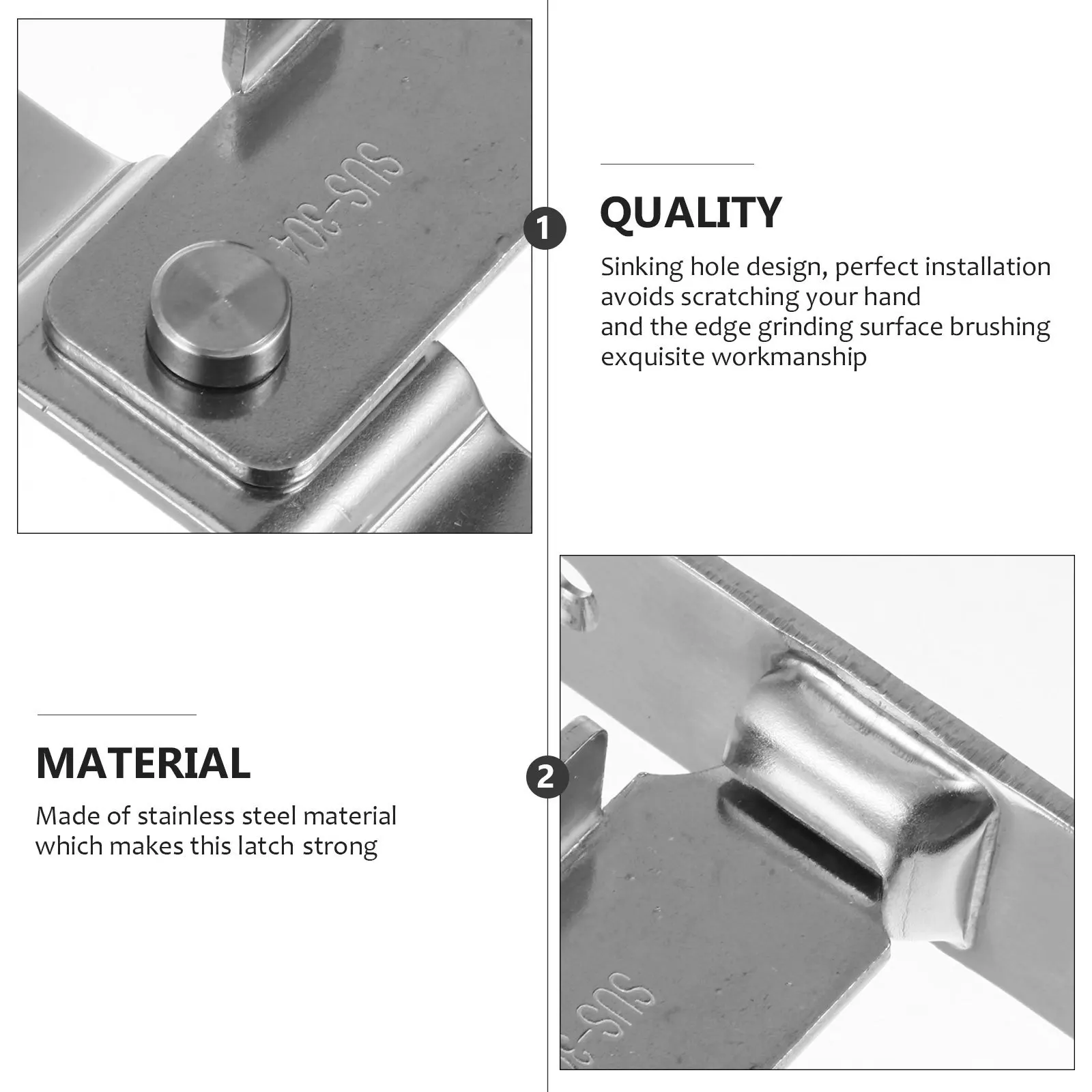 

Stainless Steel Door Bolt Lock Durable Latch for Home Bedroom Garage Bathroom Cabinet Security Reinforced Base Sinking Hole