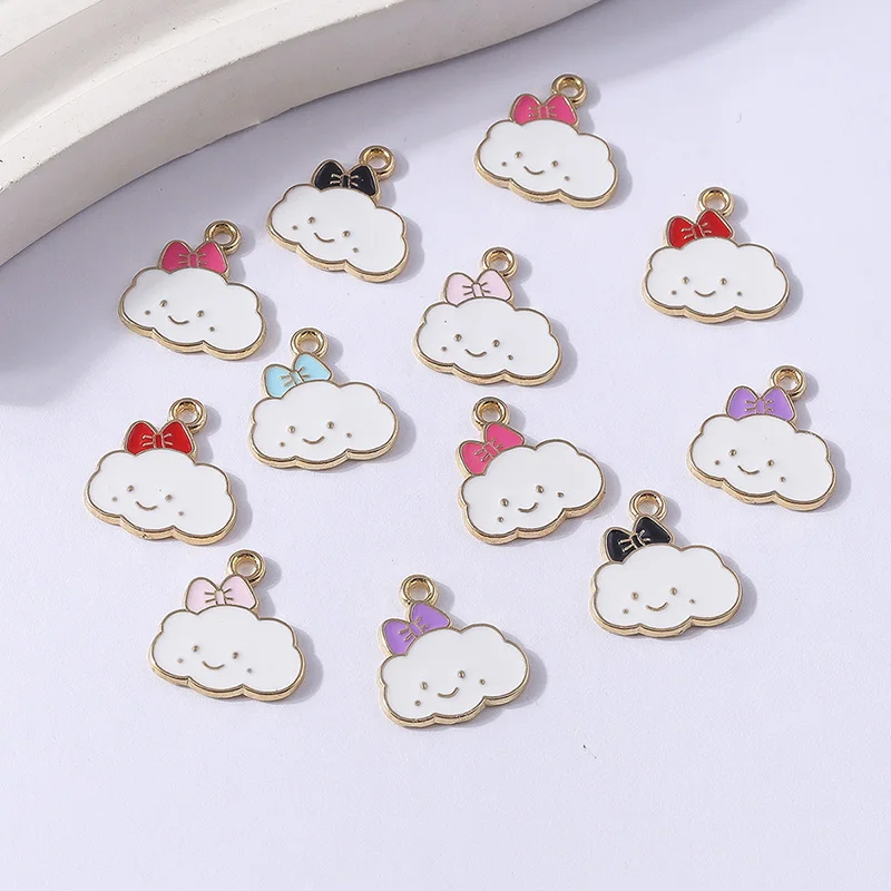 

Duarte 20Pcs/Lot Cute Enamel Bowknot Clouds Charms Pendants for Jewelry Making Necklaces Earrings Bracelets DIY Crafts Supplies