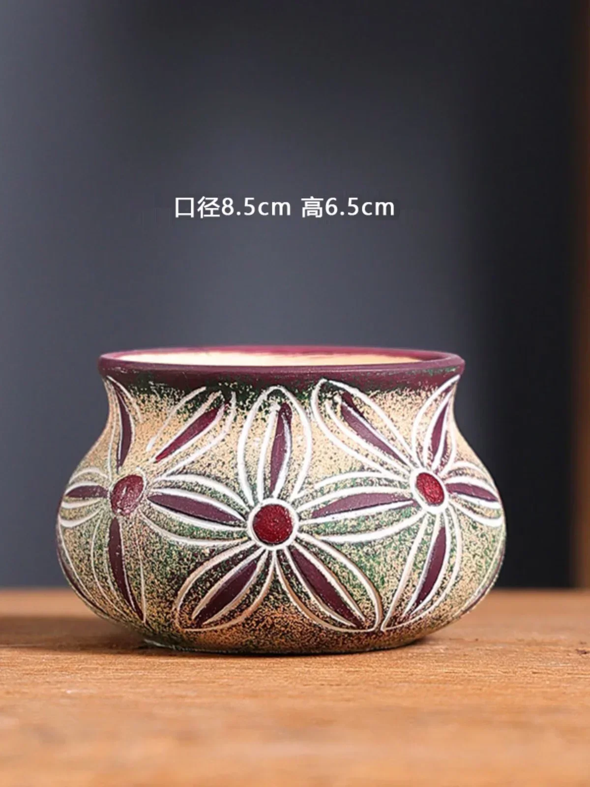 Mediterranean Succulent Flower Pots Home Made Red Pottery Ceramic Retro Hand Painted Pots