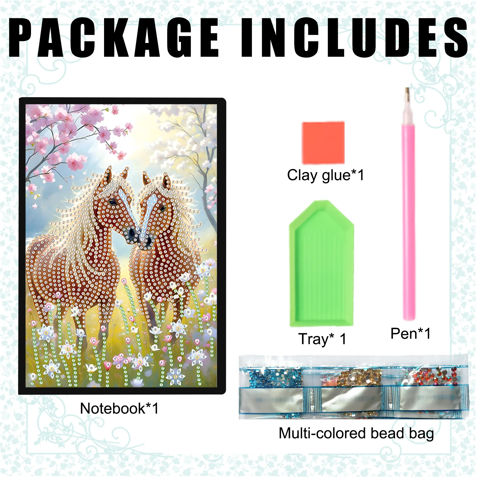 Diamond Art Painting Notebook Kits for Adults,The ponies Notebook Special shape Diamond Art Dots for Creative office Art Gift view 2