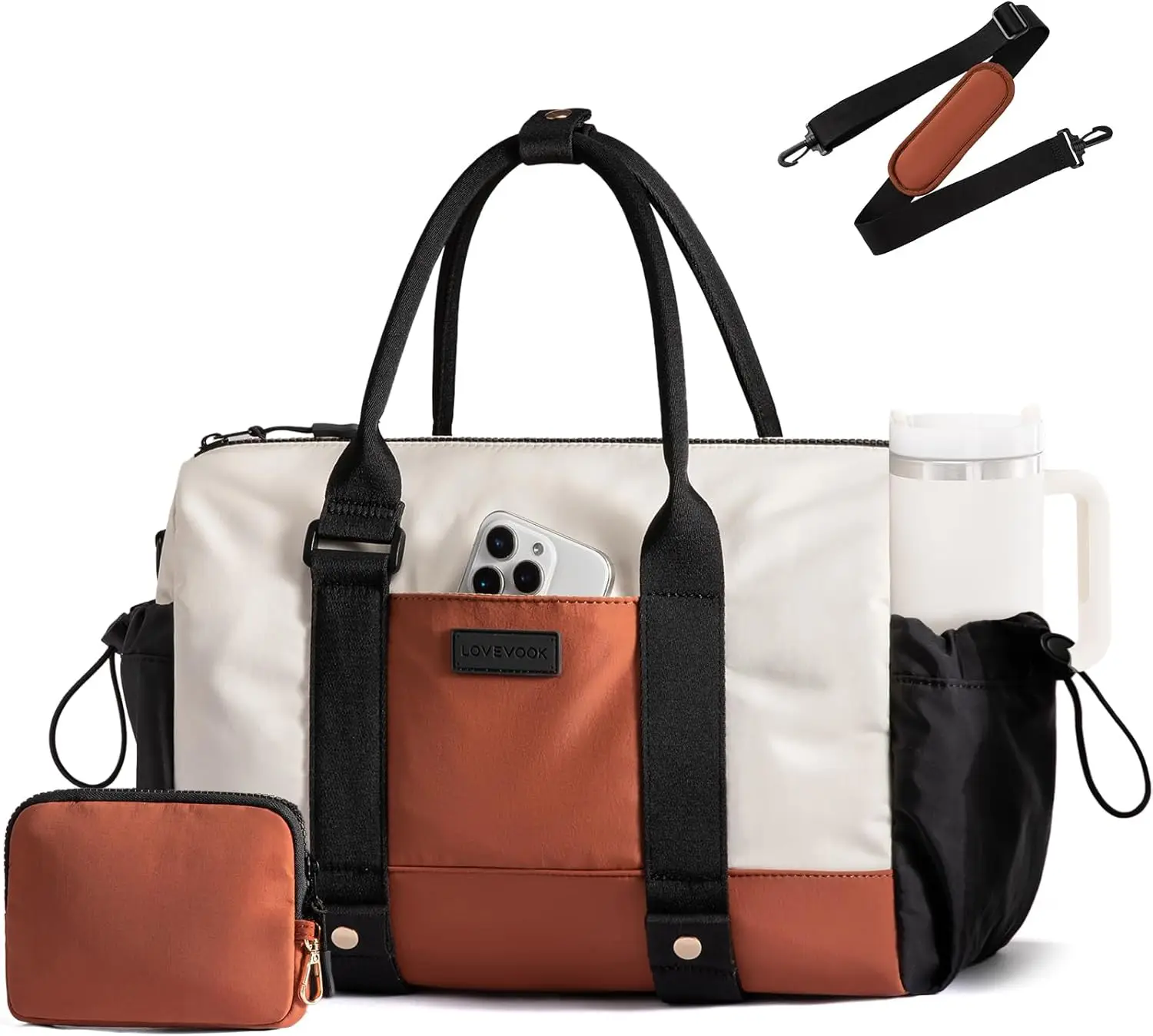 

Women's Gym Bag with Yoga Mat Holder, Mini Duffle for Travel, Wet Pocket, Lightweight Weekender for Workout & Dance