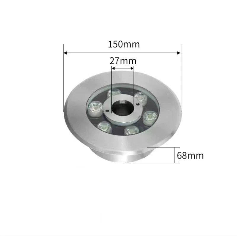 Stainless Steel Fountain Light with a Central Hole,Waterproof Underwater Light,Underwater Light,Park Landscape Embedded Light