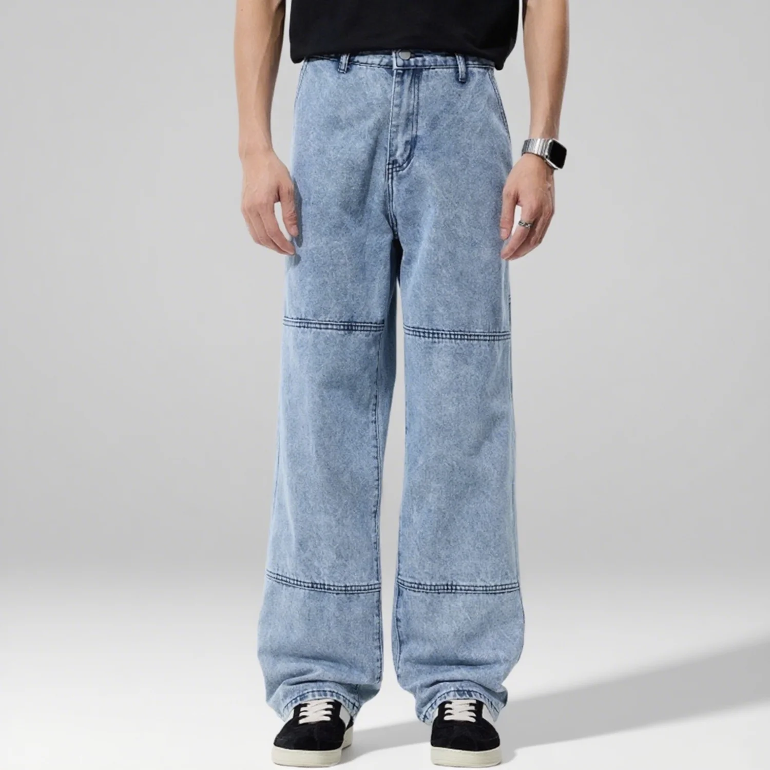 

New Autumn Men's Casual Straight Leg Jeans Fashion Classic Vintage Blue Work Denim Youthful Male Pants Men's Brand Clothing