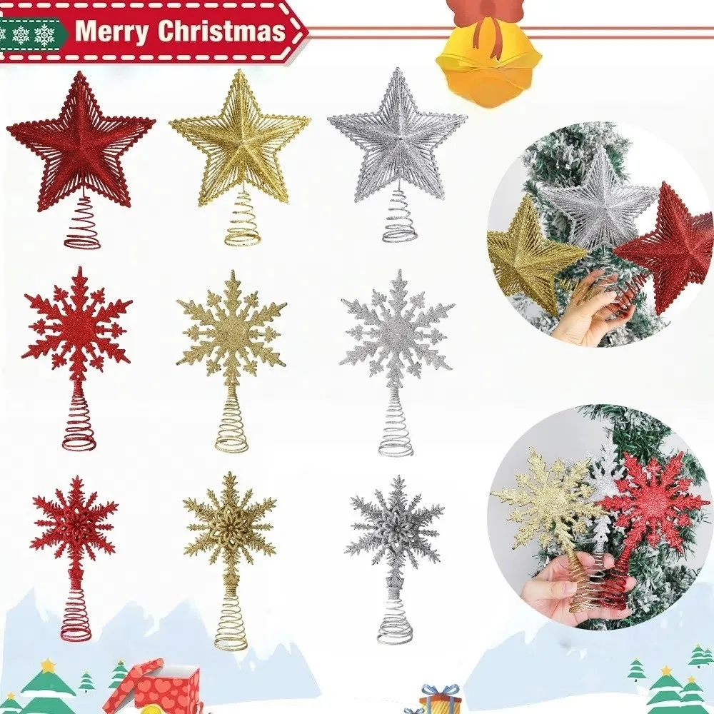 Snowflake Christmas Tree Toppers Hollowed-out Multi-layer Christmas Tree Top Snowflake Decoration 3D Snowflake Ornament