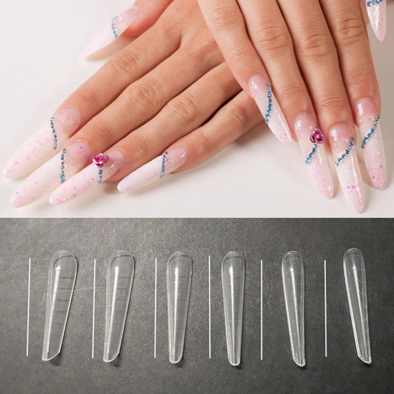 

Dual Nail Form Poly Extension Gel 100pcs 120pcs Flat Coffin Nails Natural Curvature Clear Ballerina Tips Full Cover Salon & DIY