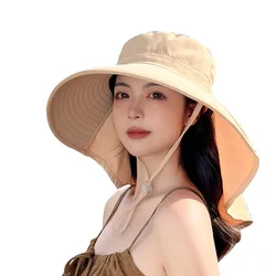 Outdoor Sun Bucket Hat for Women Girls with 50+ UPF Protection Safari Cap Wide Brim Fishing Hat with Neck Flap Model 8112