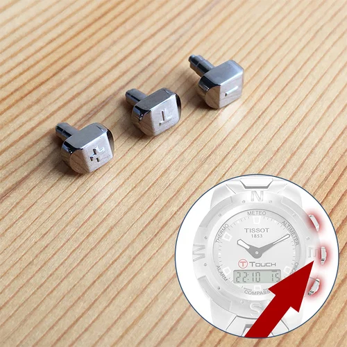 Botón pulsador ""+""""-T"" de acero para TS Tissot Touch Collection T33 herramientas de piezas de reloj de cuarzo