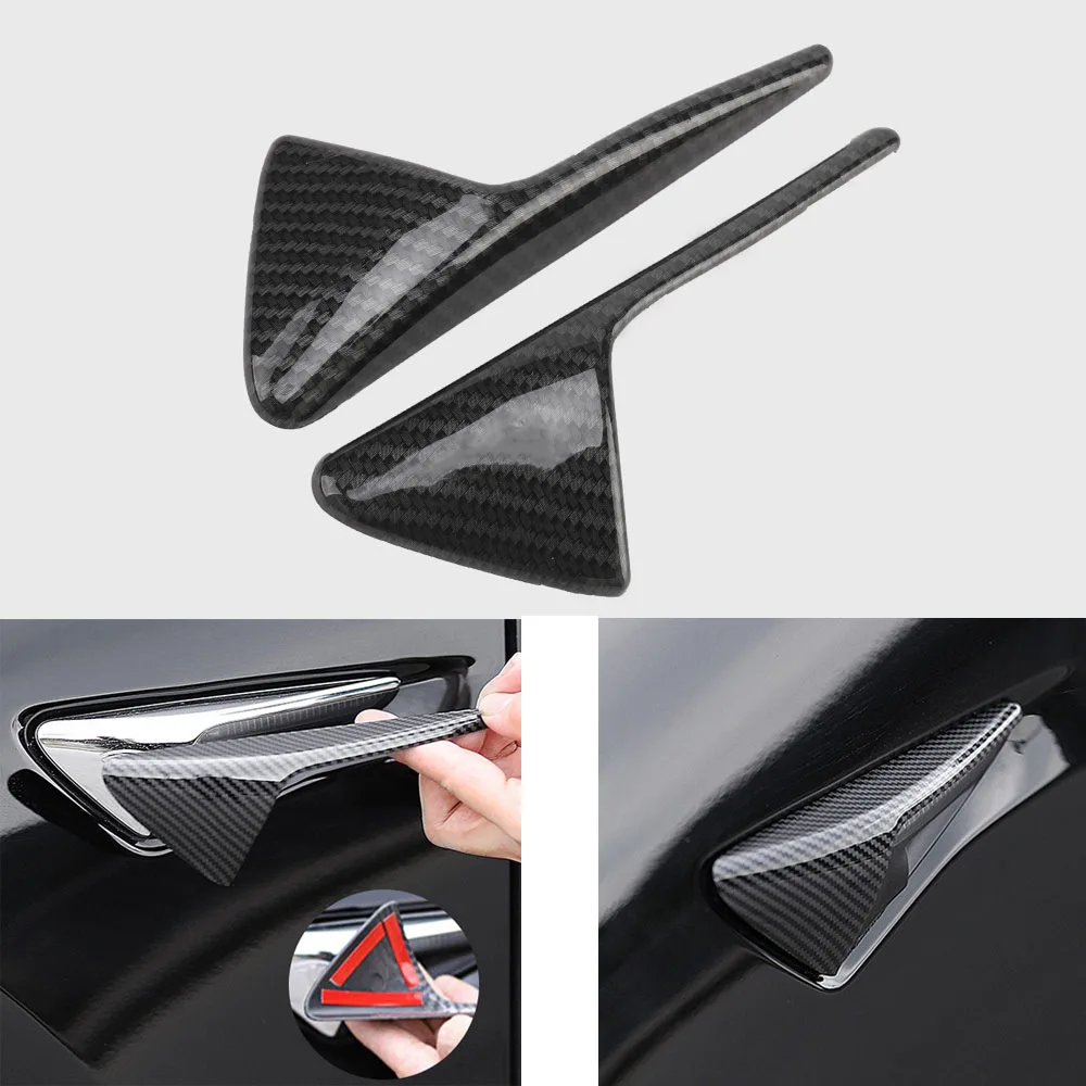 

2Pcs Side Camera Carbon Fiber ABS Protection Cover For Tesla Model 3 Y X S For Tesla Model 3 Model Y Car Camera Protection Cover