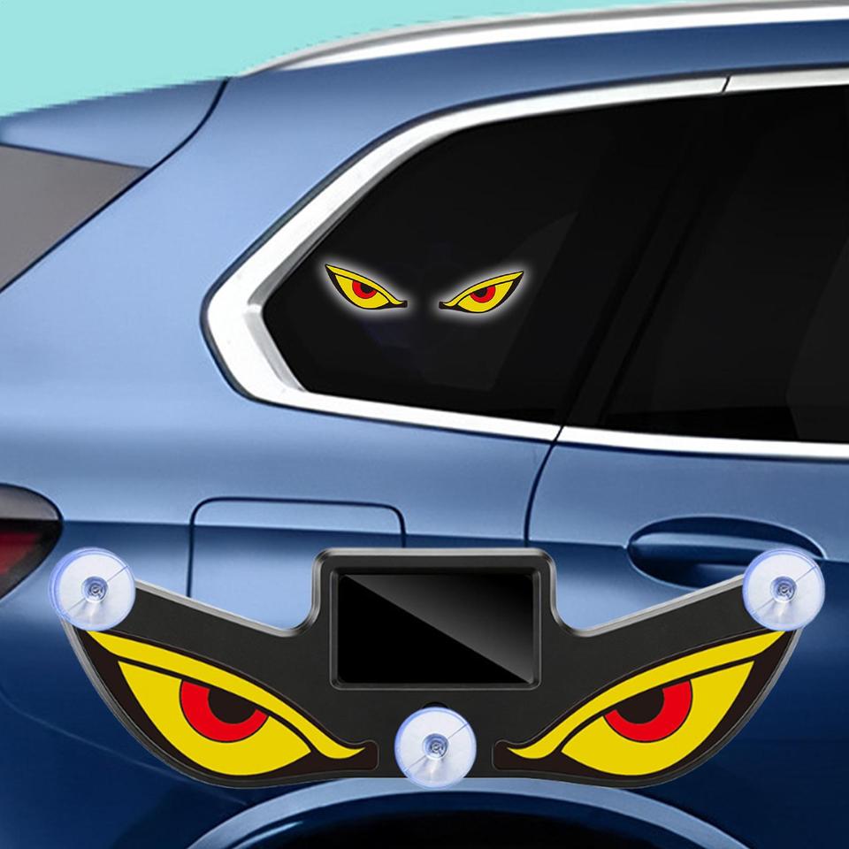 LED Eyes for Car Windshield Solar Powered Universal Waterproof Sign LED Window Light for Front Rear RV Motorcycle SUV Vehicles 
