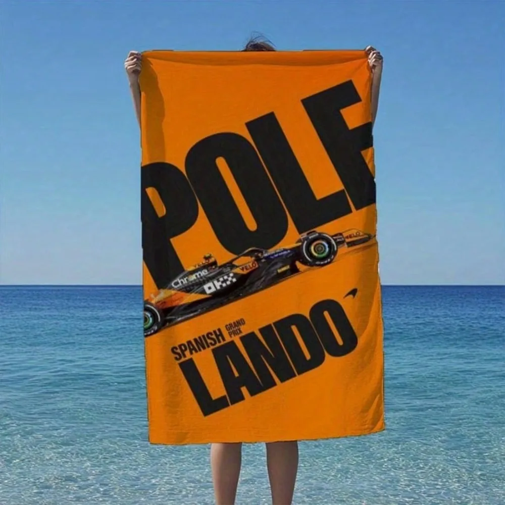 Lando Pole Spanish GP Beach Towel 2D Single Print Themed Soft Quick Dry Sand Durable Beach Pool Racing Fan Vacation Travel Use