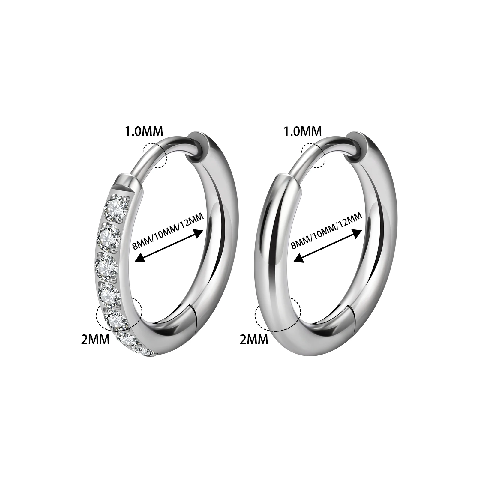 1/10PCS G23 Titanium Hoop Earring Nose Ring for Women CZ Hinged Segment Round Ear Tragus Cartilage Helix Daith Piercing Jewelry