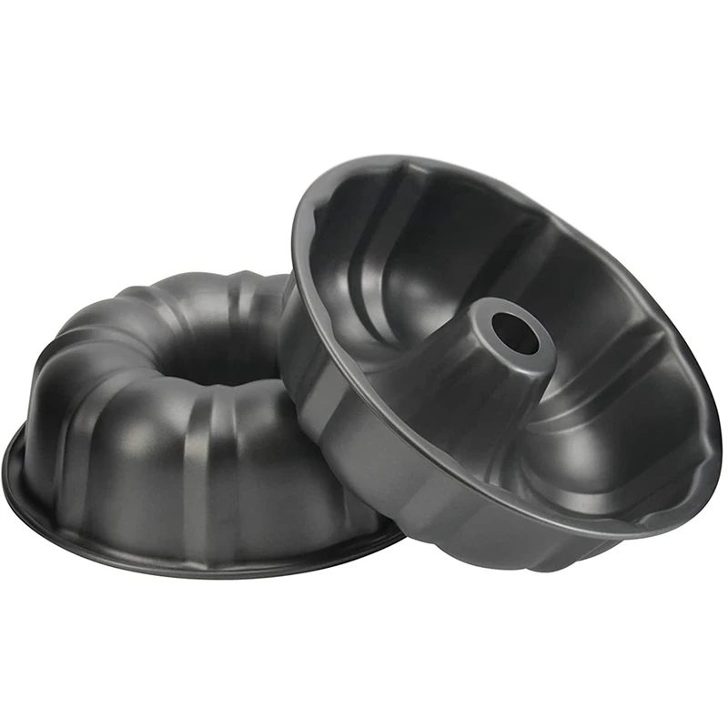 

2 Pcs Cake Pan Nonstick, 10 Inch Fluted Tube Cake Pans For Baking, Heavy Duty Carbon Steel Tube Pan Baking Mold