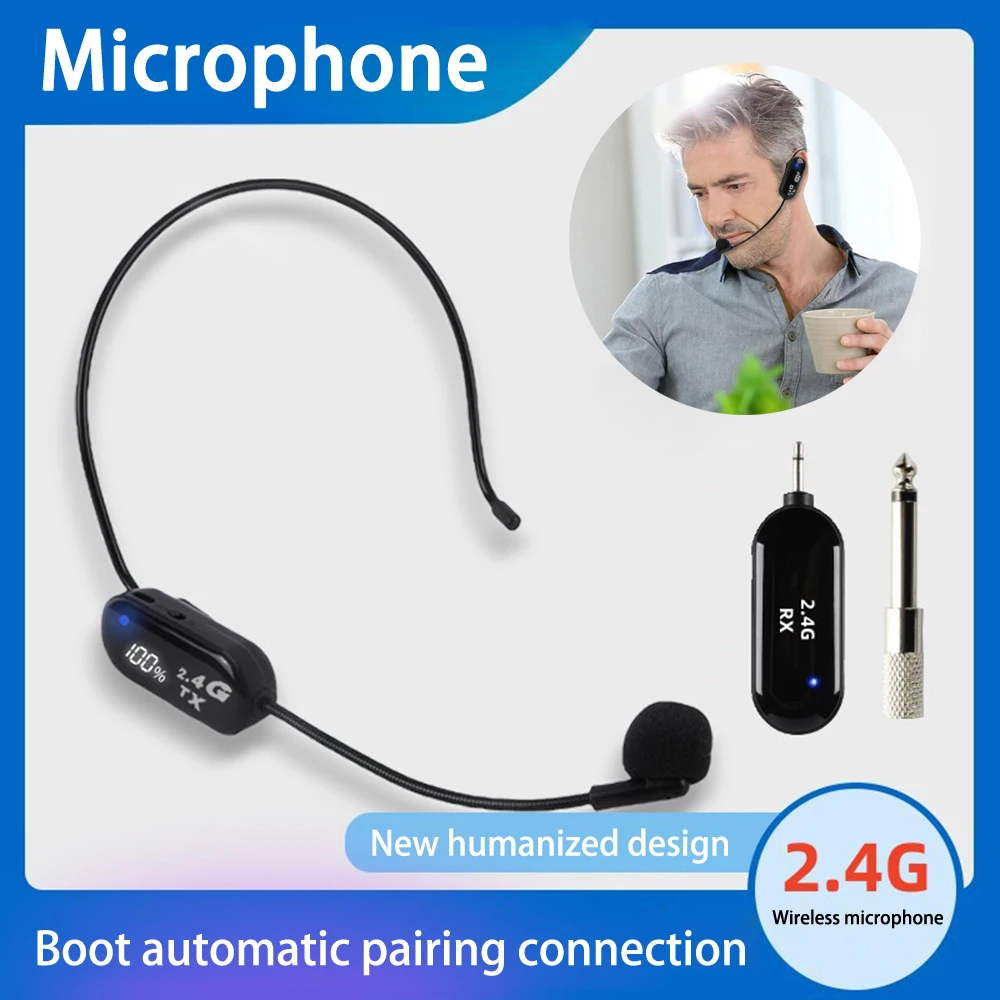 

Wireless Microphone Headset UHF Wireless Mic Headset and Handheld 2 in1 160 ft Range for Voice Amplifier, Stage Speakers, Teach