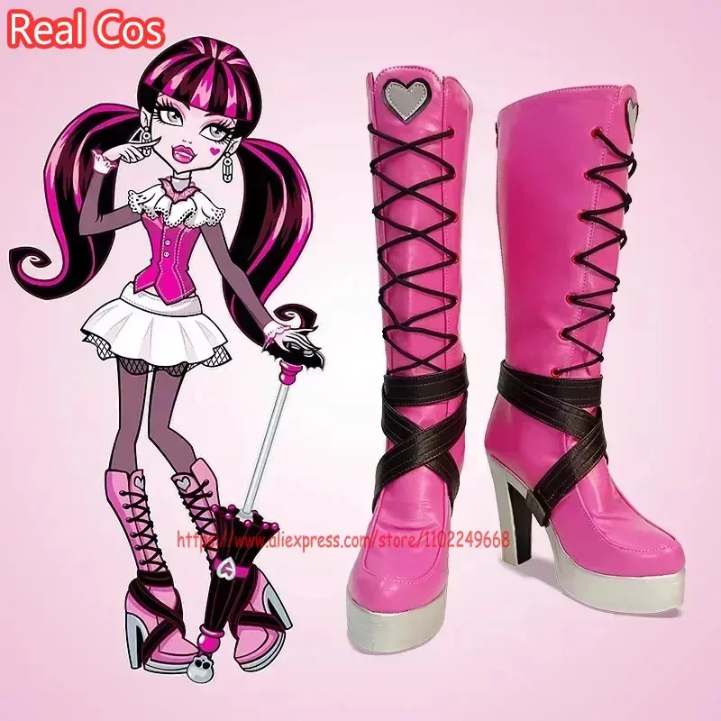2025 aaa RealCos أنيمي تأثيري أحذية الوحش Draculaura أحذية عالية الكعب هالوين كرنفال اكسسوارات مخصص