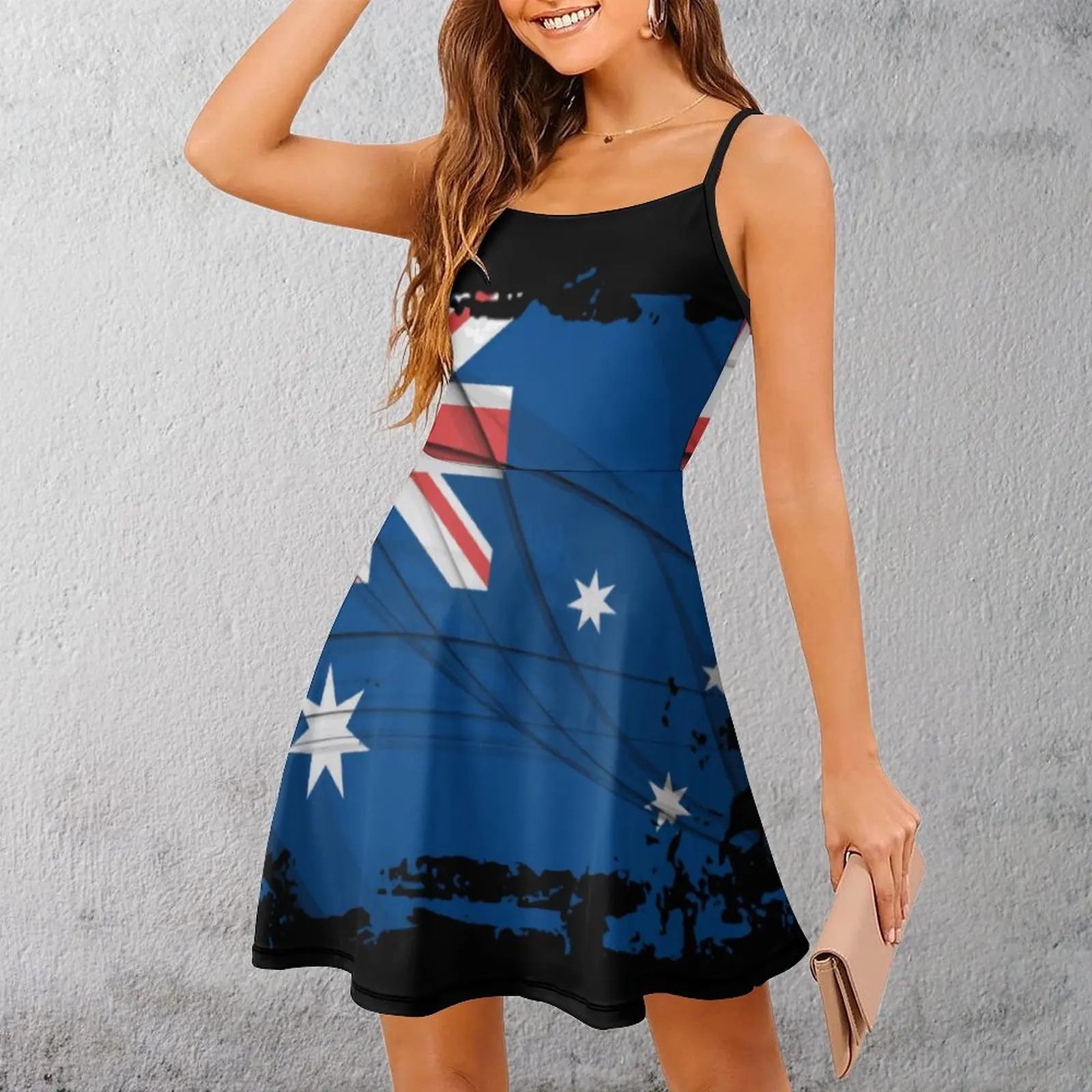 

Australian Flag Women's Sling Dress Casual Graphic Exotic Woman's Dress Humor Graphic Cocktails Dresses