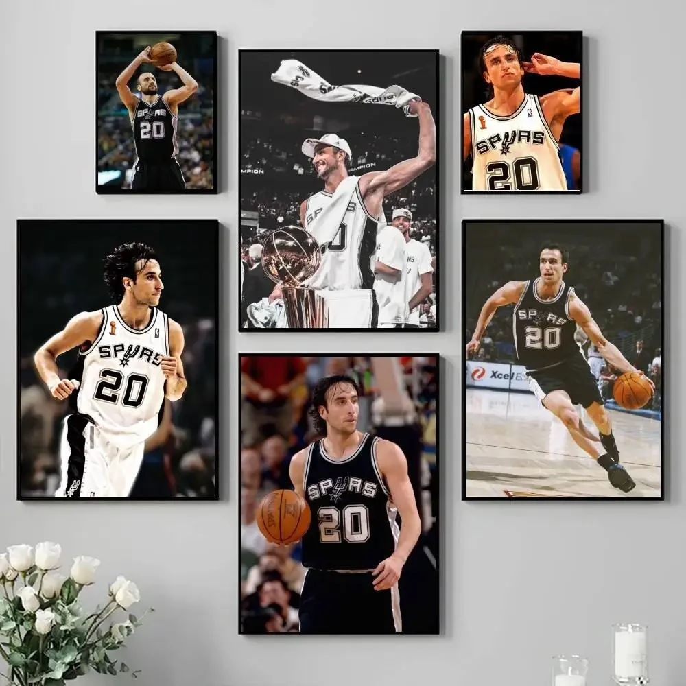 Póster de M-Manu G-Ginobili, adhesivo artístico autoadhesivo, papel impermeable, decoración de pared para cafetería, Bar, habitación