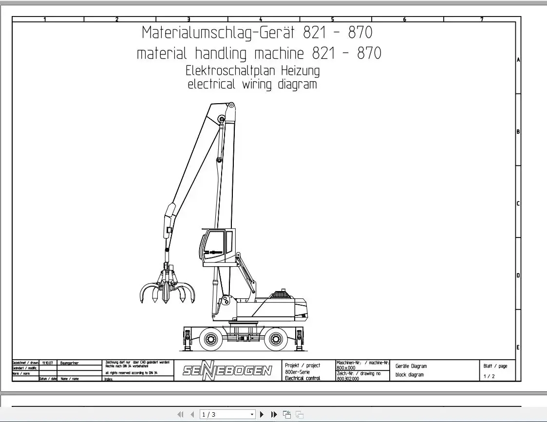 Sennebogen Material Handler 375 MB Electric Hydraulic Diagram PDF