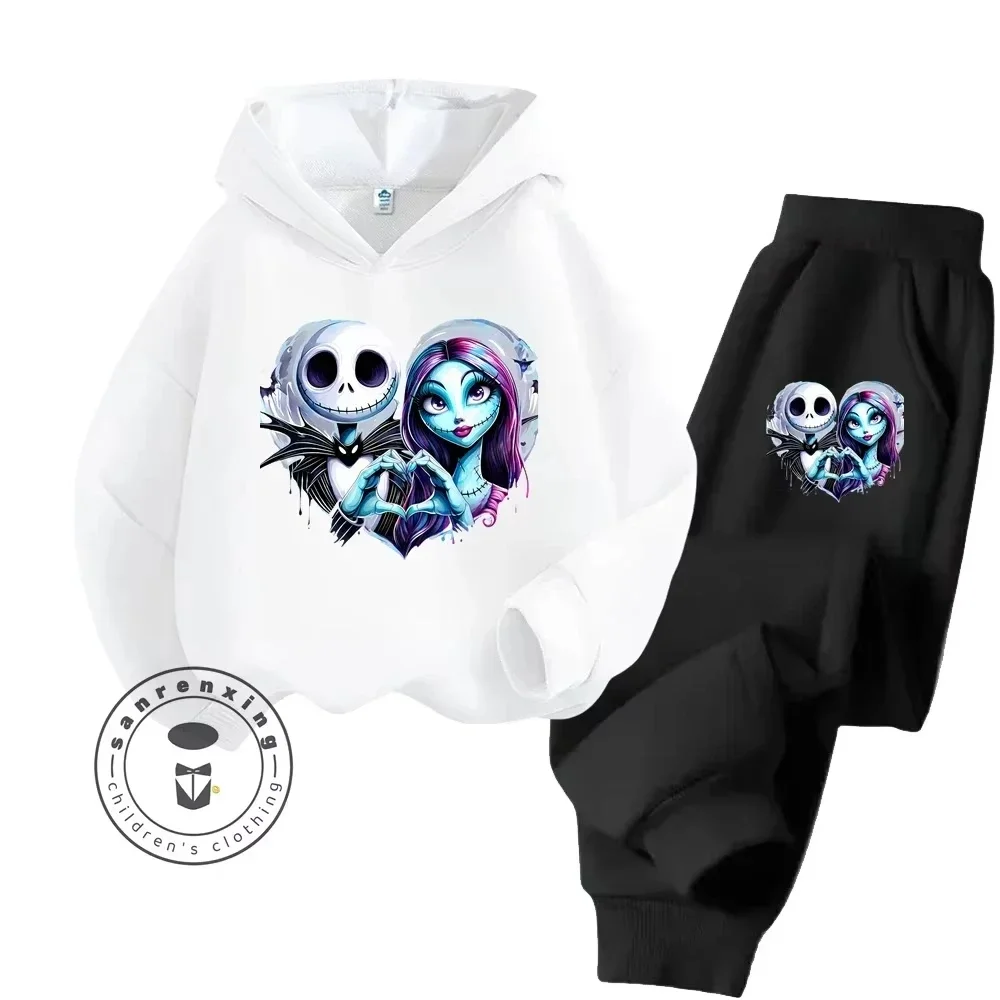 

2025 New Disney Halloween Pattern Print Autumn and Winter Hooded Sweatshirt and Sweatpants Set Suitable for Halloween