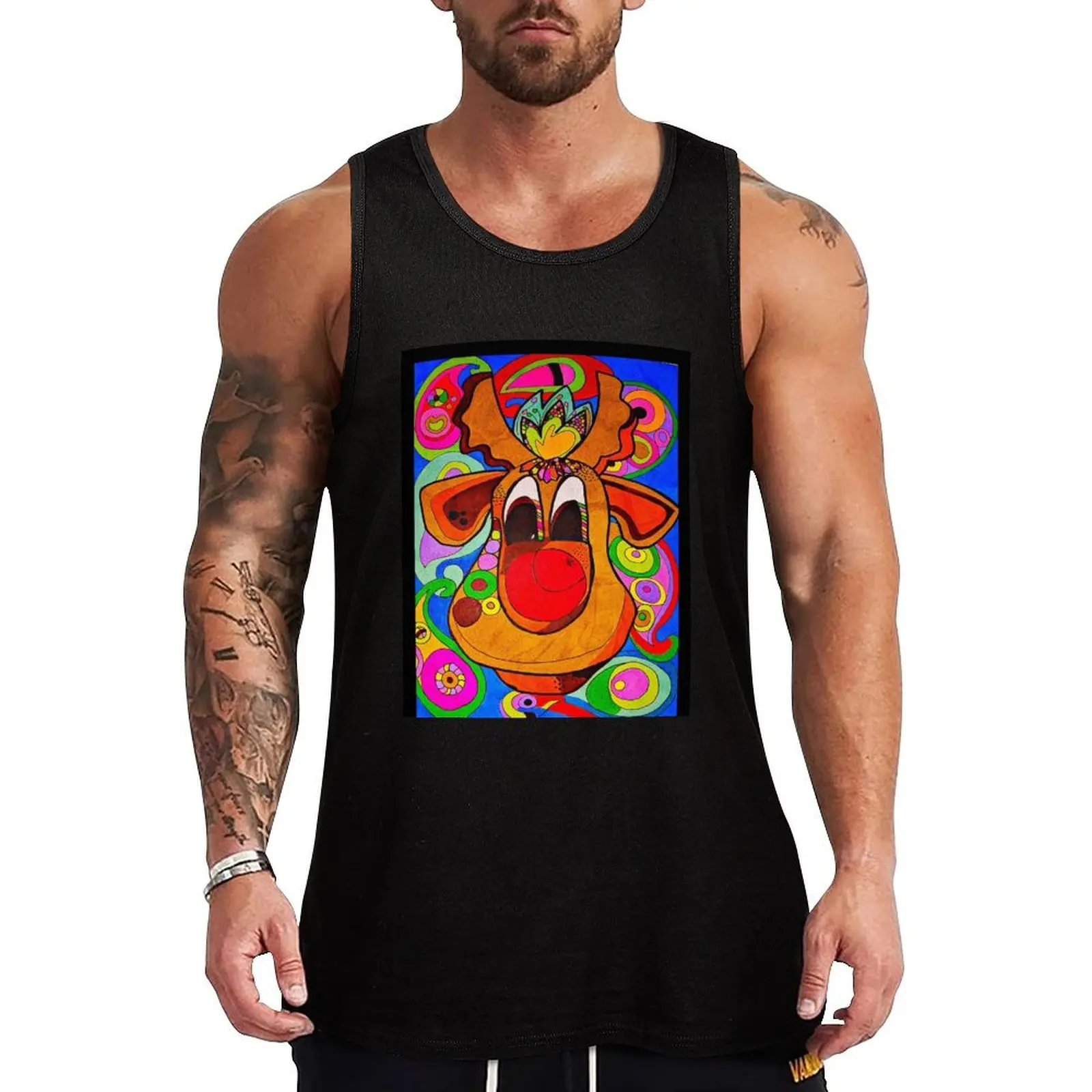 

A Christmas reindeer. My drawing. Tank Top muscle t-shirt T-shirt for fitness