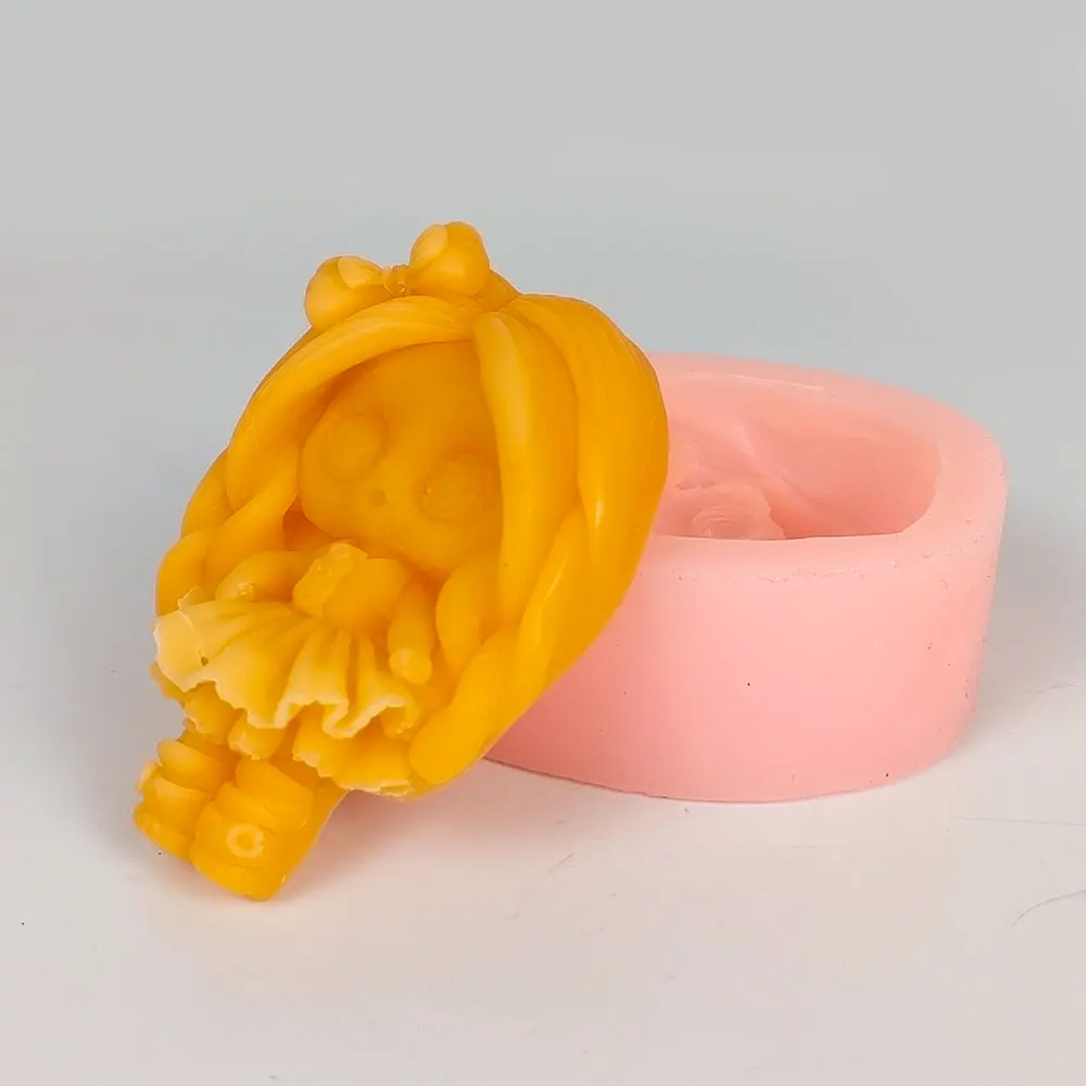 2D Little Girl Cute Shape Silicone Mold Cake Candle Soap Plaster Mould DIY Aroma Household Decoration Craft Tools 3