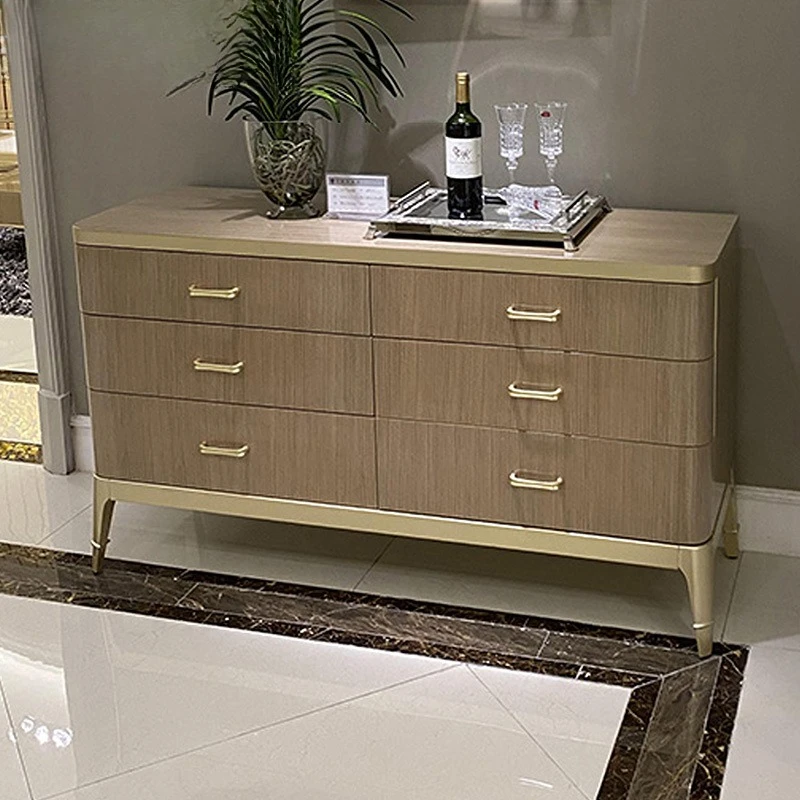 American light luxury modern simple solid wood six-draw chest, multi-functional master bedroom locker