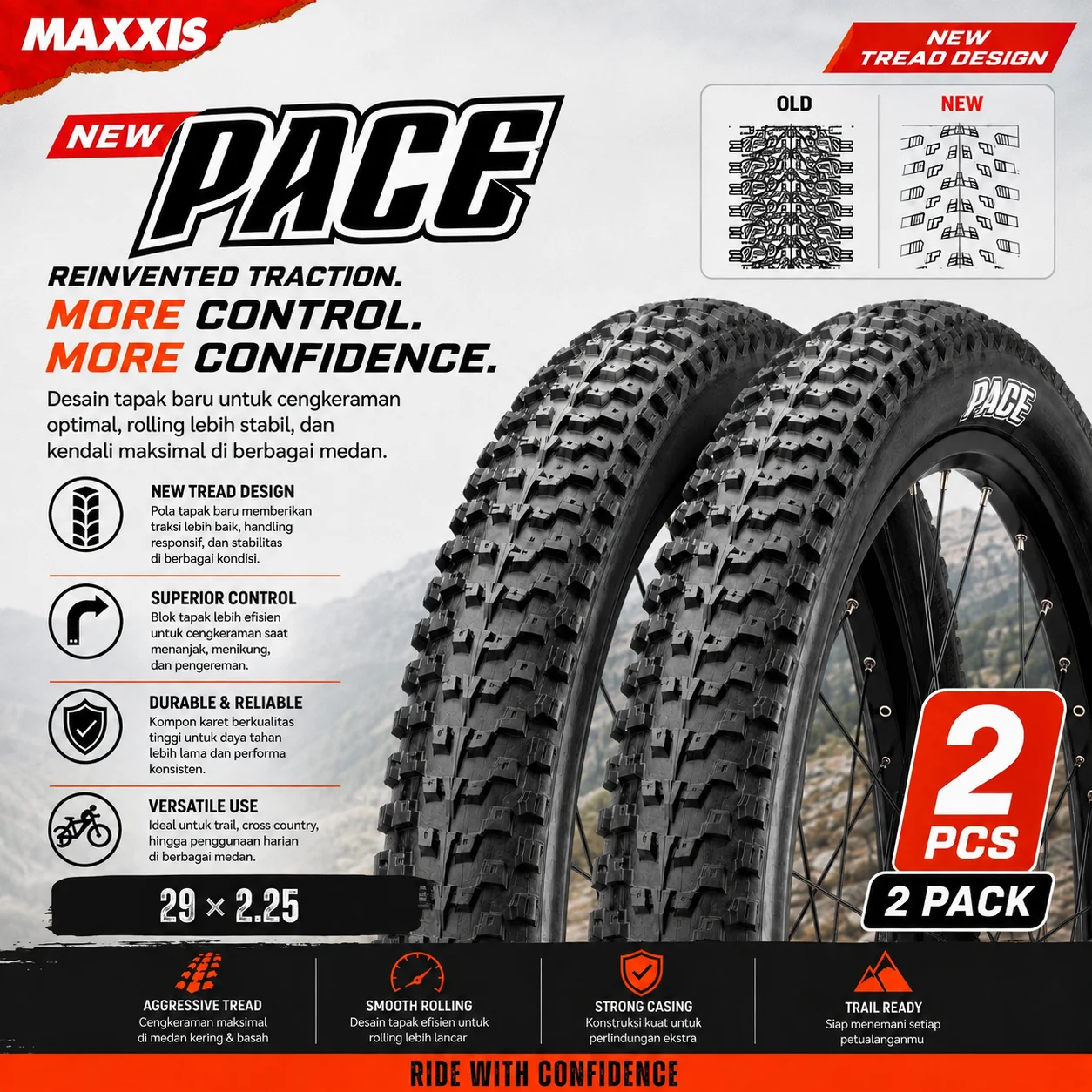2 pçs maxxis pneu de bicicleta 26*2.1 27.5*1.75 27.5*1.95 60tpi mountain bike pneu 26*1.95 27.5*2.1 29*2.1 ritmo fio de aço pneu/tubo