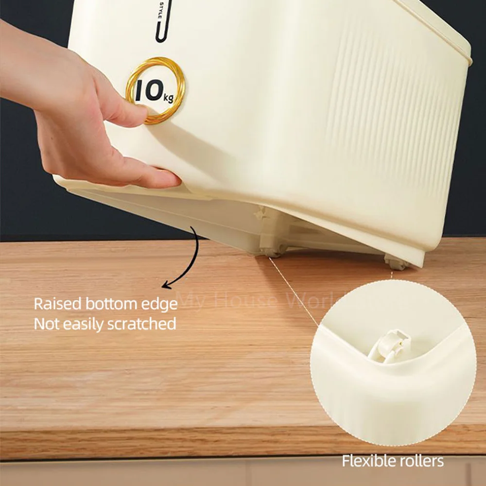 Grain Dispenser Rotation Insect Proof Moisture Proof Rice Box Sealed Jar Storage 10kg Kitchen Containe Rice Storage Box with Lid