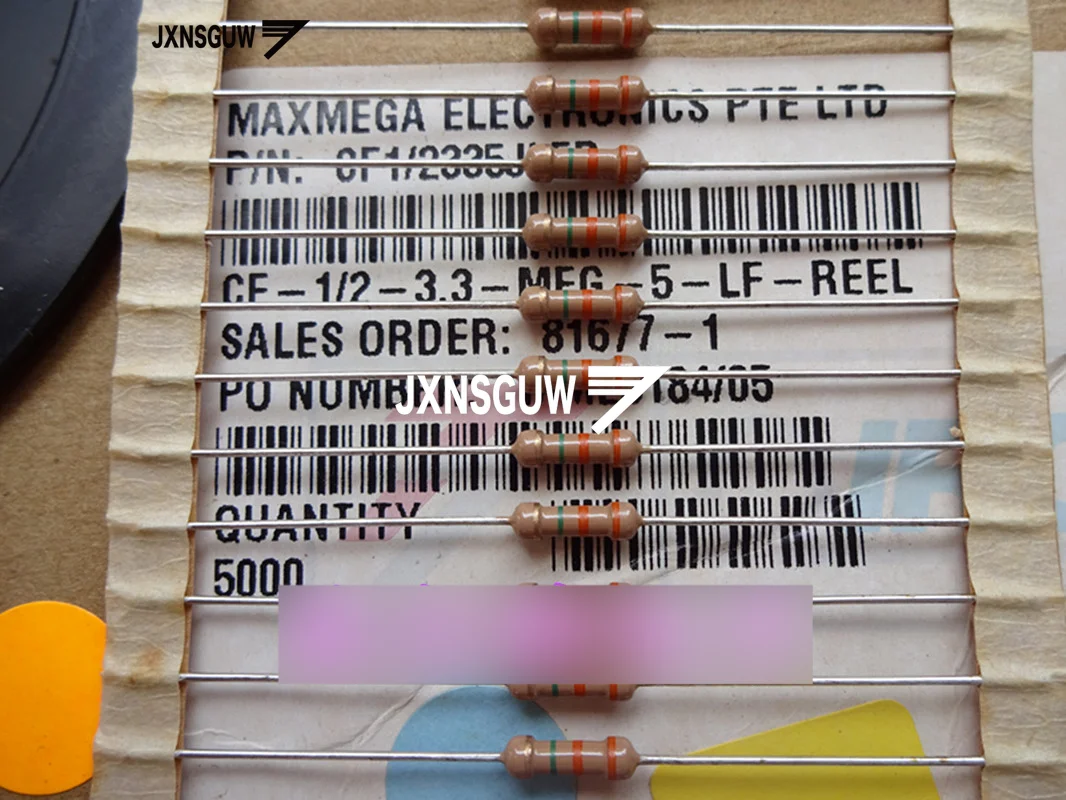 100PCS NEW Original British Welwyn 0.5W3.3M 3x9MM Color ring resistance 1/2W 3.3M Carbon film resistor 3M3 free shipping
