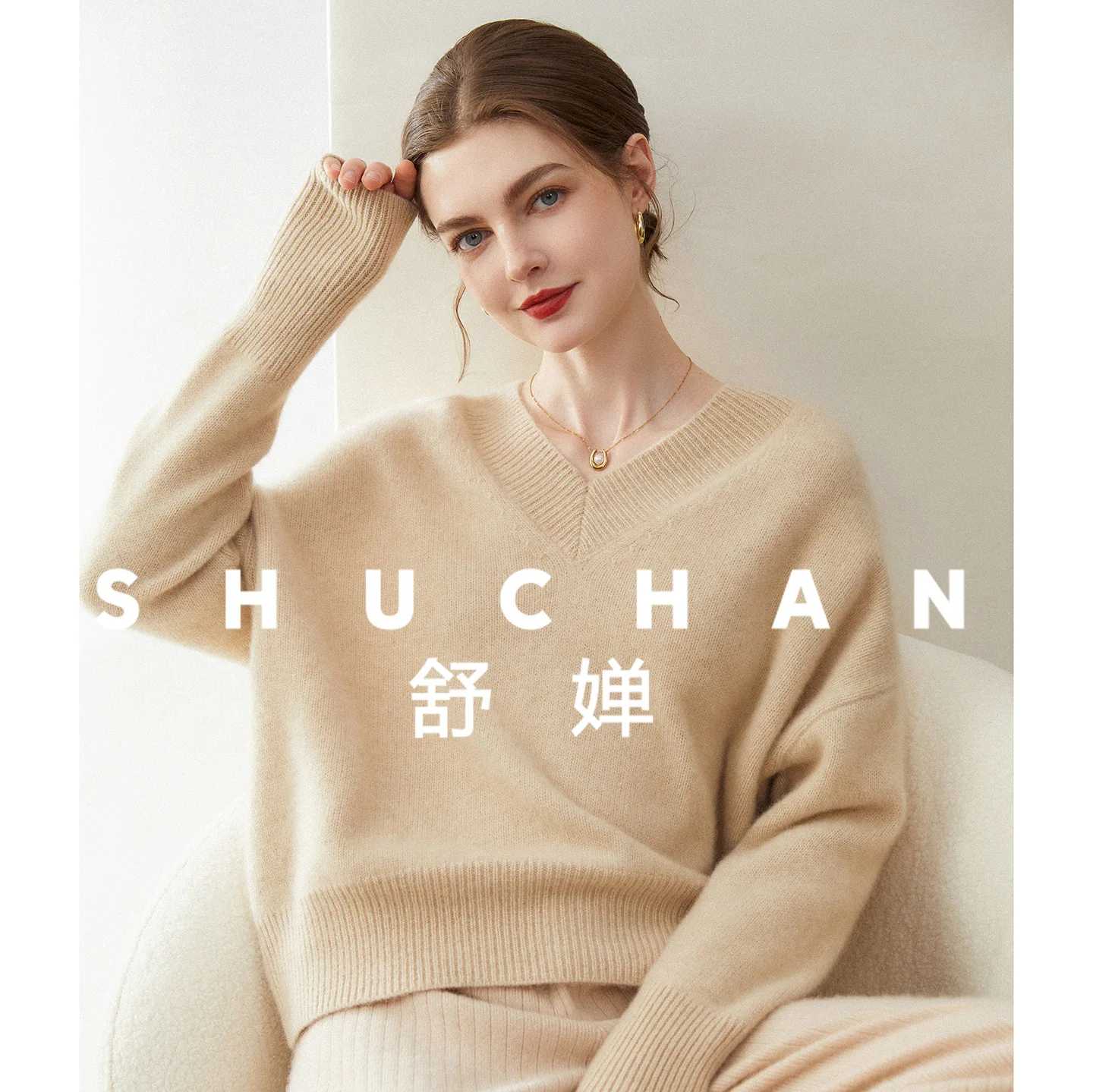 

505 г 25 осенне-зимний новый кашемировый свитер из 100% чистой шерсти, женский пуловер с большим v-образным вырезом, свободный вязаный пуловер