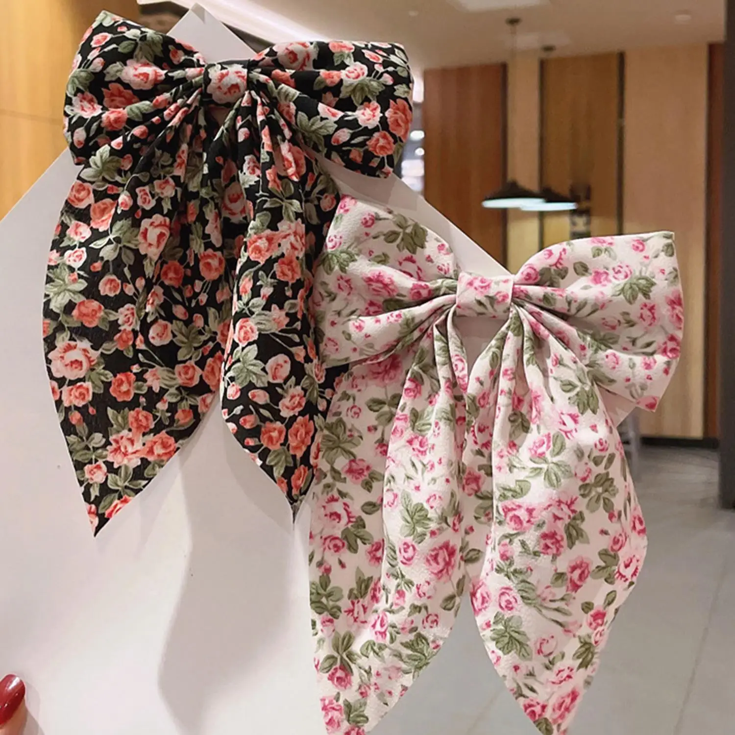 1 pz dolce floreale bowknot fermagli per capelli per le donne ragazze stampa archi forcine barrettes clip a becco d'anatra copricapi accessori per capelli