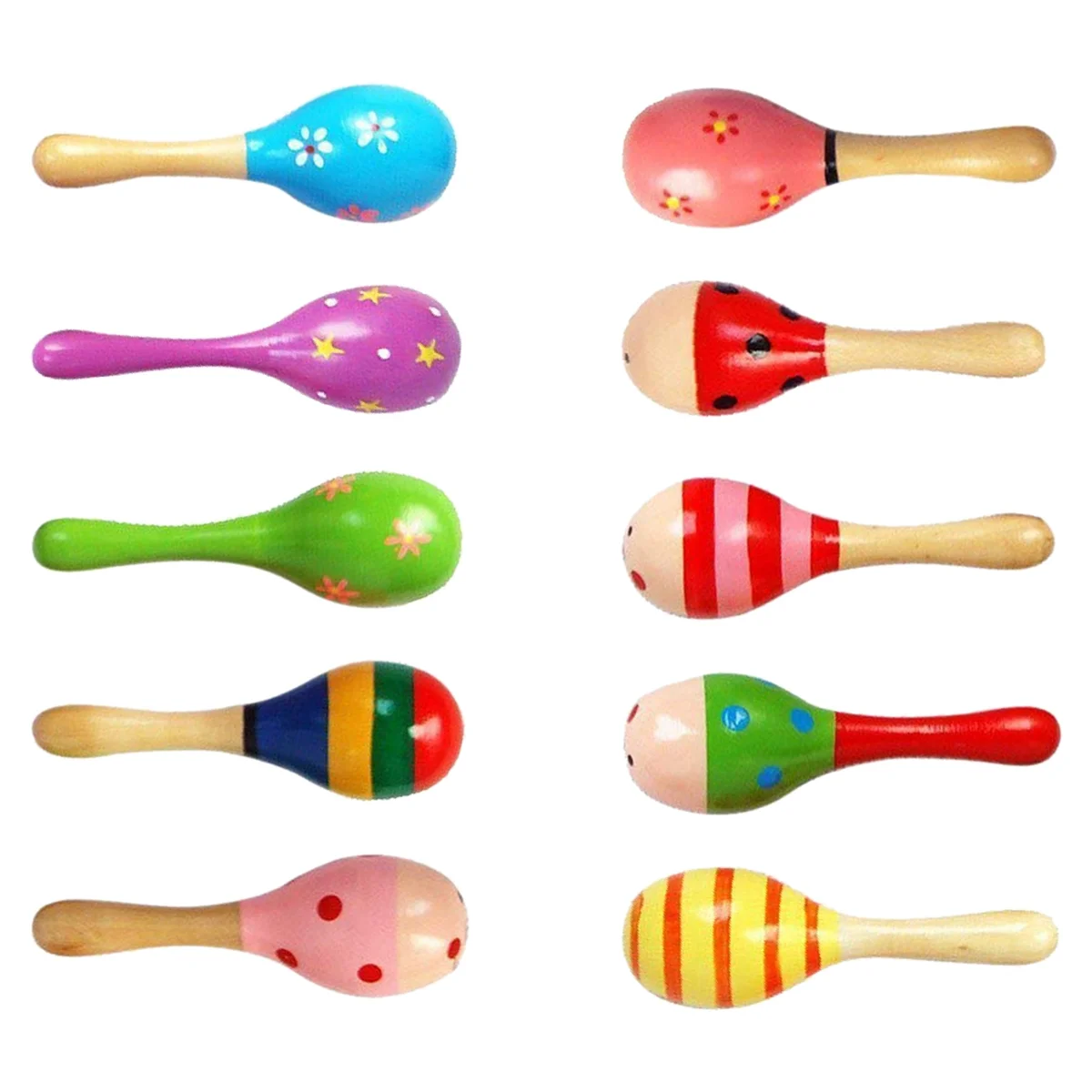 10 PCS Wooden Wood Maraca Rattles Shaker Percussion Kids Musical Toy Favour, Maracas 10, 36 months up