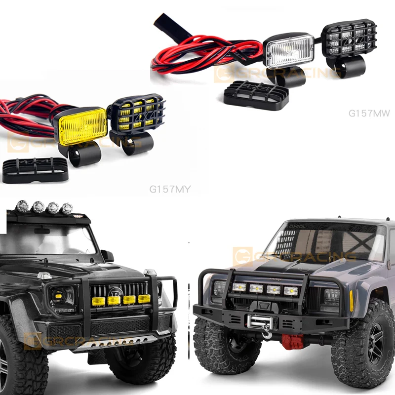 17mm Rectangular Spotlight Simulated Off-road Searchlight Fog Light for 1:8/1:10 RC Crawler Car Traxxas DIY Simulation Scenario