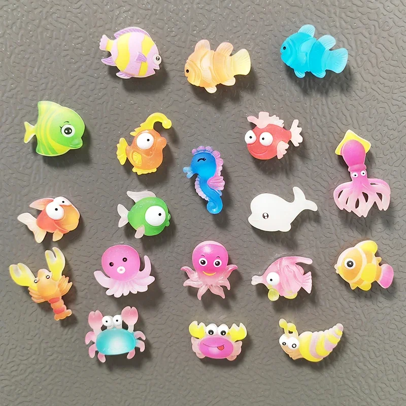 10pcs Assorted Series Marine Tropical Fish Crab Clown Octopus Resin Fridge Magnet Home Decor Accessories Message Note Sticker