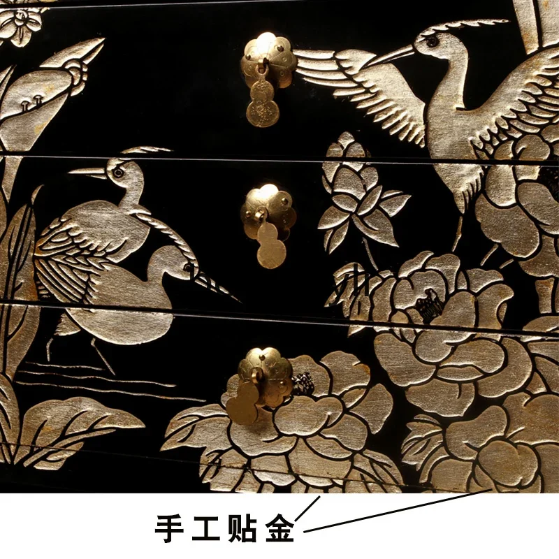 New Chinese furniture engraved flowers and birds three pumping a few cabinets modern simplicity