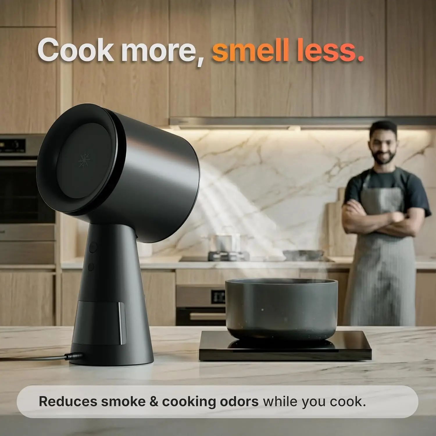 Portable Range Hood, Countertop Kitchen Exhaust Fan with 3 Speeds, 5-Layer Filter, Powerful Smoke Removal, Low Noise, Oil Cup