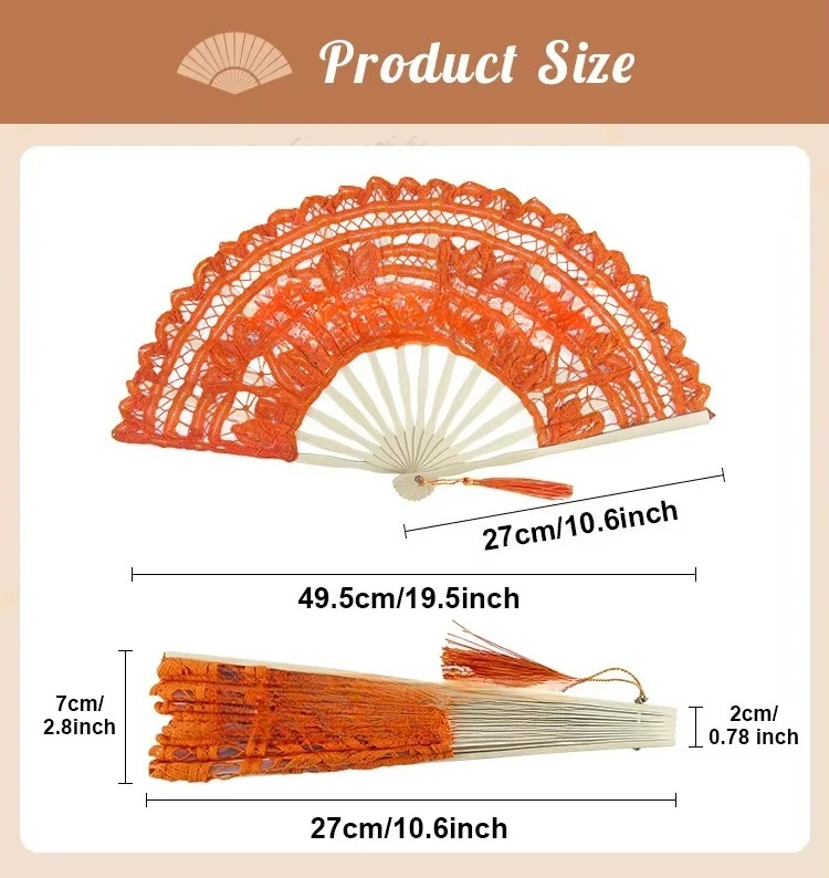 New 27cm lace bamboo folding hand fan