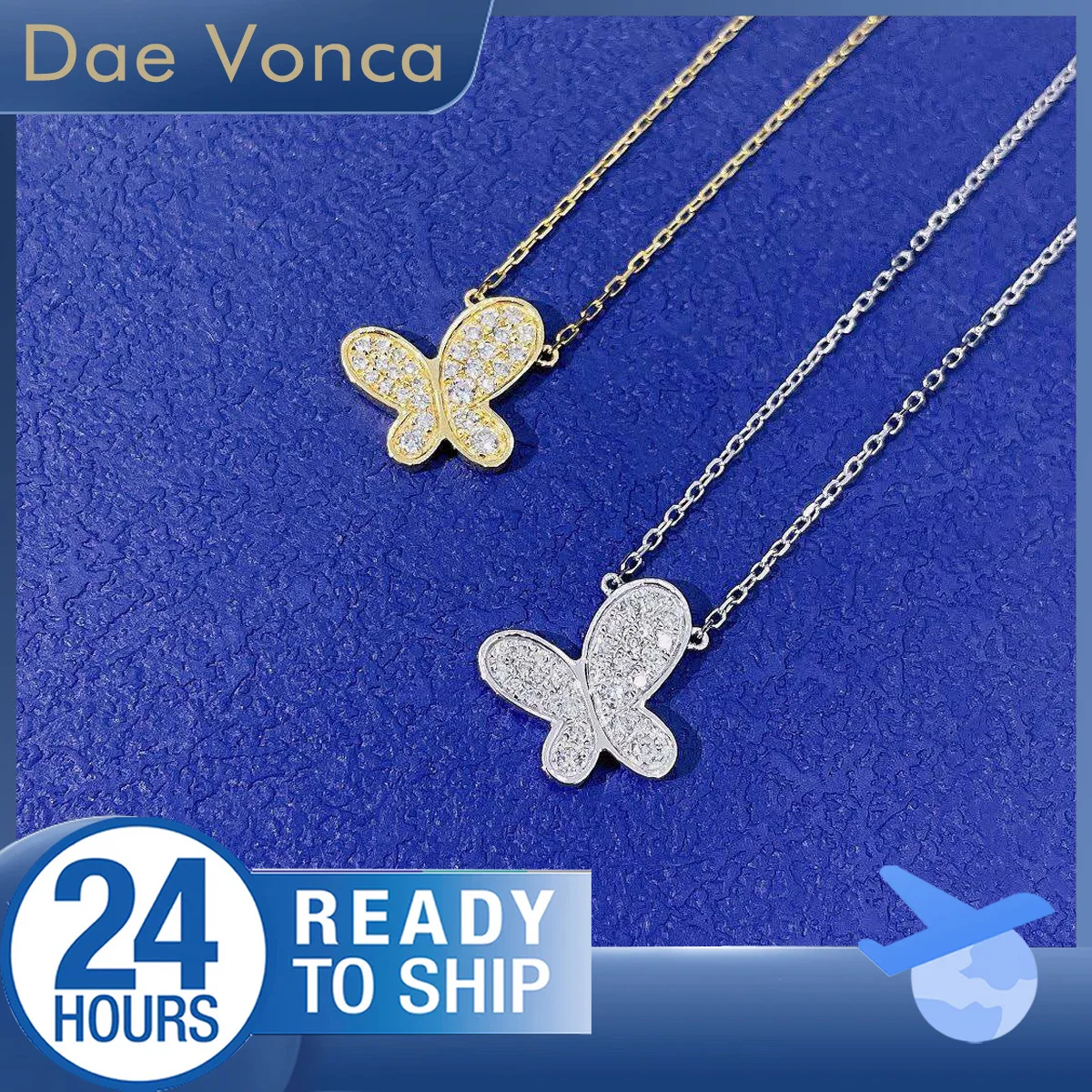 

18K White/Yellow Gold Butterfly Lab Diamond Pendant Charm Classic Lab Grown Diamond Necklace Birthday Gift for Girlfriend