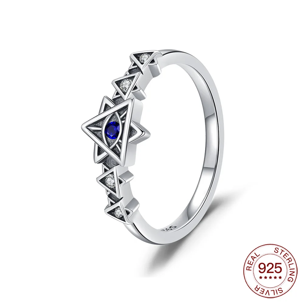 Women's 925 Sterling Silver Blue Evil Eye Stackable Ring