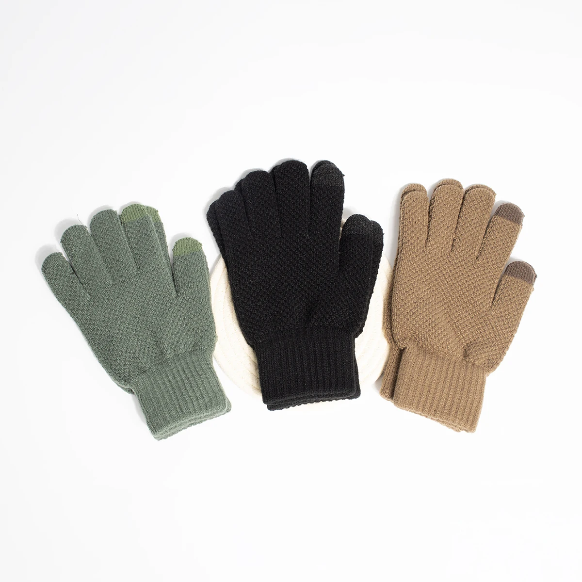 Unisex Solid Color winter gloves thick Men Women Winter Knitted Gloves Touch Screen Warm adult GLoves large size