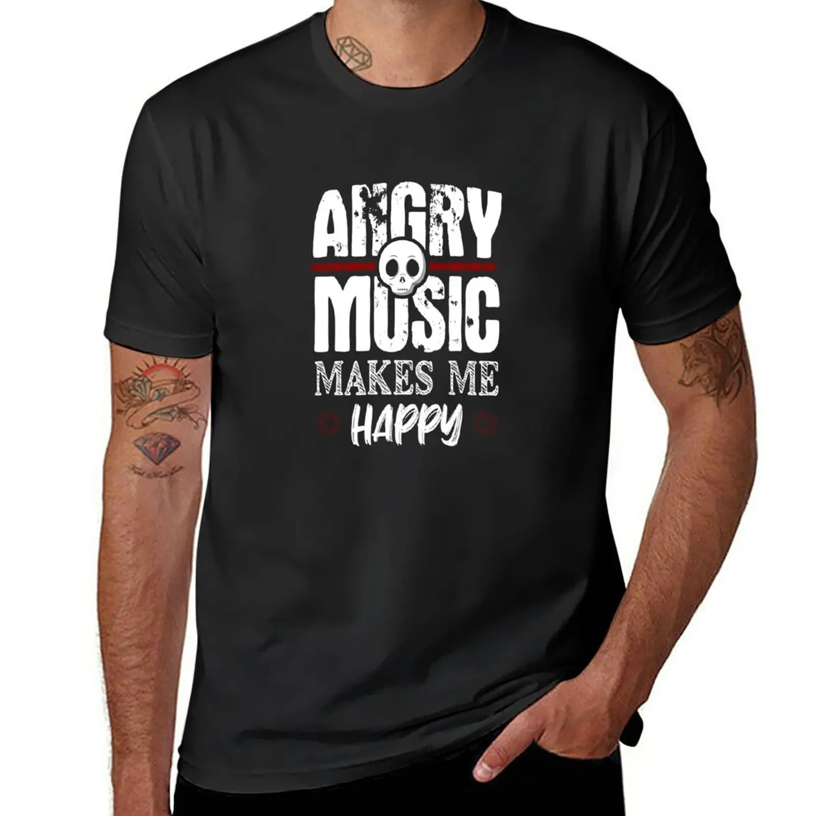 

New Angry Music makes me Happy - funny metalhead outfits gifts T-Shirt black t shirt T-shirt short funny t shirts for men